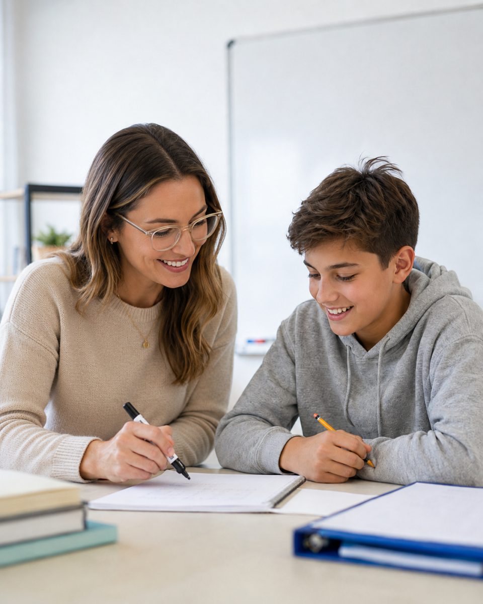 MindzQ Education tutor working one-on-one with a student on BCA entrance exam prep
